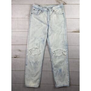 Levi's Jeans Womens 28 Low Pro Straight Light Acid Wash Denim Distressed Bleach